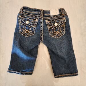 LA Idol Women's SZ 3 "Miss Me" Style Denim Bermuda Shorts Embroidered Bling